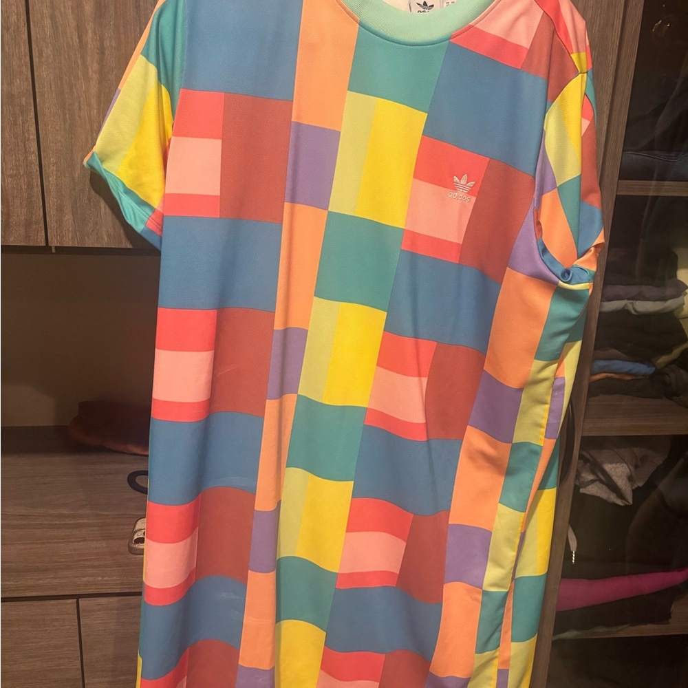 Adidas Colorful Block Pattern Midi Dress